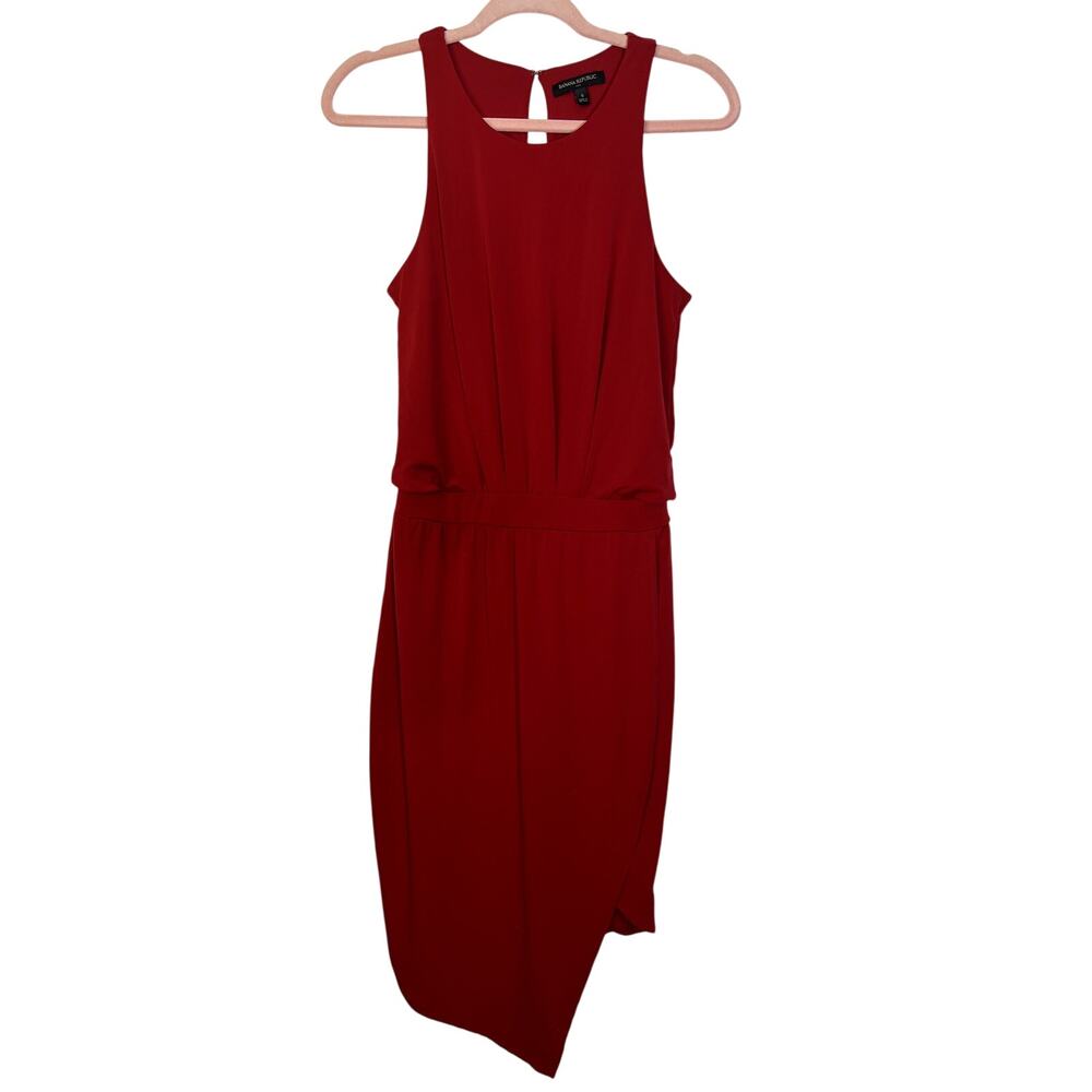 Banana‎ Republic Red Sleeveless Sheath Tier Pullover Elastic Waist Dress Size S